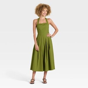 Women's Midi Halter Dress - A New Day™ Elegant Green Halter Dress